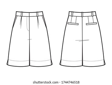 Classic woman shorts vector template isolated on a white background.