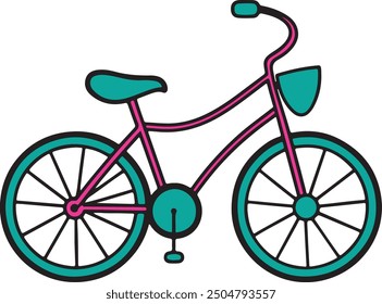 Ilustración clásica del Arte vectorial de la bicicleta de la mujer con un fondo blanco