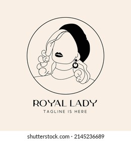 classic women face line art illustration logo for beauty cosmetics style or fashion business