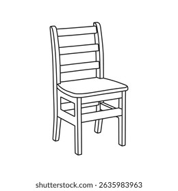 Classic wood chair outline vector graphic