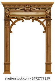 Classic wooden arch and pillars background