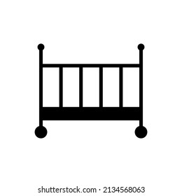Classic wooden baby crib vector glyph icon. Graph symbol for children and newborn babies web site and apps design, logo, app, UI