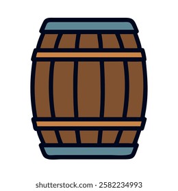 Classic wooden barrel isolated vector illustration