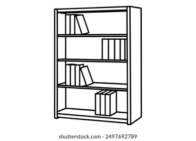 Classic Wooden Book Shelf Vector Illustrations