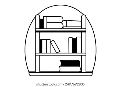 Classic Wooden Book Shelf Vector Illustrations