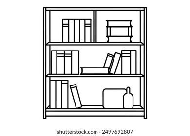 Classic Wooden Book Shelf Vector Illustrations