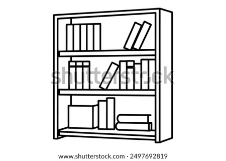 Classic Wooden Book Shelf Vector Illustrations