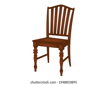 Classic Wooden Chair Isolated On White, Vector Illustration