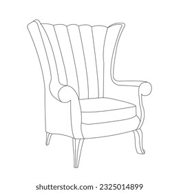 Classic wooden chair vector illustration on white background, wooden chair, Wooden comfortable chair isolated on white background.