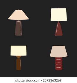 Classic wooden desk lamps set – elegant lighting in various shapes for timeless decor.