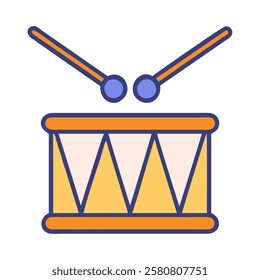 Classic wooden drum toy with drumsticks for childrens play