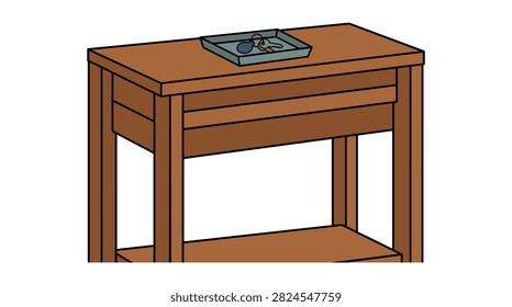 Classic wooden hallway console table featuring storage tray for keys perfect for home organization and clean interior decor style.