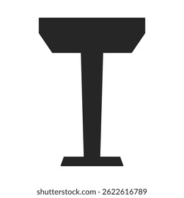 Classic wooden lectern, podium or rostrum icon from in front for public speaking in silhouette vector