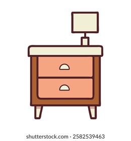 Classic wooden nightstand with two drawers for bedroom decor