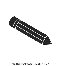 Classic wooden pencil used for school stationary supplies with eraser black fill silhouette vector icon
