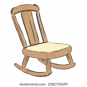 A classic wooden rocking chair with a curved design, ideal for adding comfort to cozy home interiors.