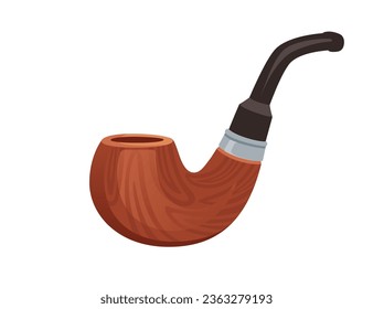 Classic wooden smoke pipe vector illustration isolated on white background