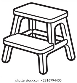 Classic wooden step stool with integrated seat coloring book
