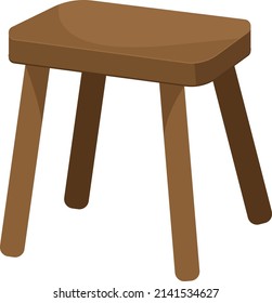 Classic wooden stool, illustration, vector on a white background.