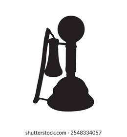 Classic Wooden Vintage Rotary Candlestick Phone Silhouette Vector Illustration