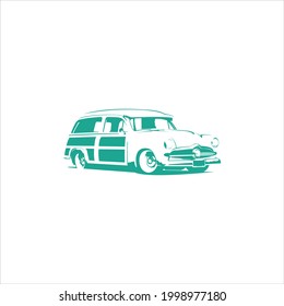 Classic Woody Wagon Illustration Vector Object, Automotive and Vehicle Logo Design Ideas