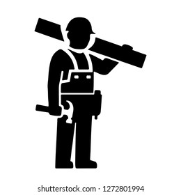 Classic Worker Or Carpenter Vector. Civil Engineering Construction Worker.  Illustration - Vector