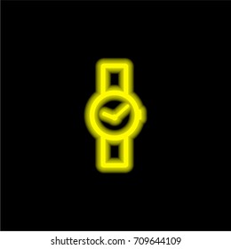 Classic Wristwatch yellow glowing neon ui ux icon. Glowing sign logo vector