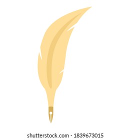 Classic writing feather icon. Cartoon of classic writing feather vector icon for web design isolated on white background