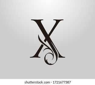 Classic X Letter logo. Graceful royal style Initial X. Vintage drawn emblem for book design,wedding invitation, brand name, business card, Restaurant, Boutique, Hotel. 