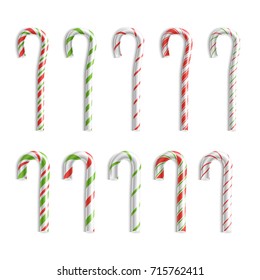 Classic Xmas Candy Cane Vector. Isolated On White Illustration
