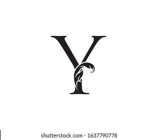 Classic Y Letter Swirl Logo. Black Y With Classy Leaves Shape design perfect for Boutique, Jewelry, Beauty Salon, Cosmetics, Spa, Hotel and Restaurant Logo. 