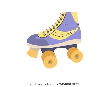 Classic y2k, 90s and 2000s aesthetic. Flat style retro quad roller skates, vintage element.  Hand-drawn vector illustration. Patch, sticker, badge, emblem.