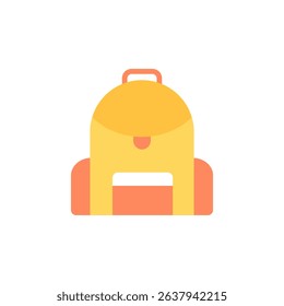 A classic yellow backpack with side pockets and a handle, styled in flat design. Perfect for school, travel, or educational themes.