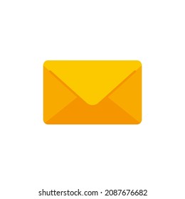 Classic yellow closed paper envelope for send letter correspondence vector flat illustration. Mail message alert notification symbol isolated. New email postage document for remotely communication