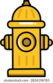 Classic yellow fire hydrant icon vector illustration for water supply and emergency rescue isolated on white background.
