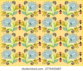Classic Yellow Floral Tile Pattern Design