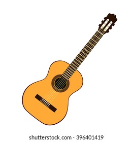 Classic yellow guitar . Vector illustration.