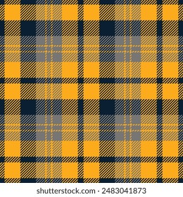 Classic yellow plaid seamless pattern vector. Background graphic tartan check fashion design use for print, texture, cloth, fabric, flannel.	