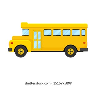 Classic Yellow School Bus Of Left Side Projection Vector Illustration