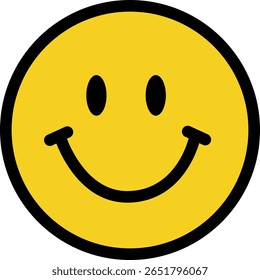 Smiley Amarelo Clássico Ícone de Face Exprimindo Felicidade e Positividade