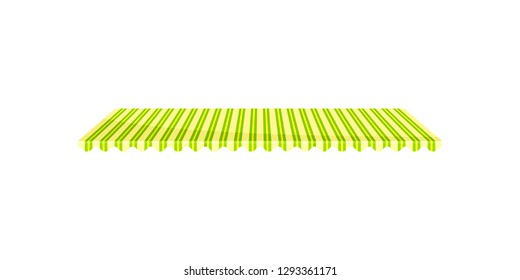 Classic yellow striped canopy awning, design element for cafe, shop, restaurant vector Illustration
