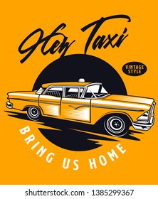 Clásico taxi amarillo en estilo vintage