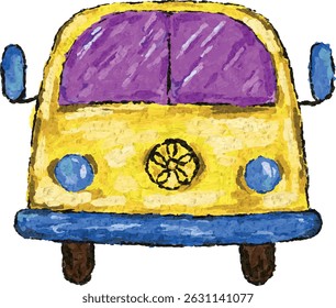 Ein klassischer gelber Lieferwagen mit Blau