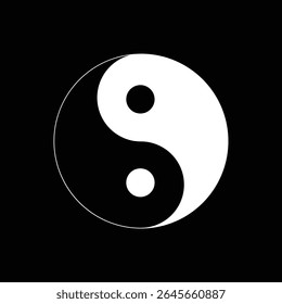 Classic Yin Yang icon symbol of balance and harmony. Vector set of black and white yin and yang symbols. Vector illustration
