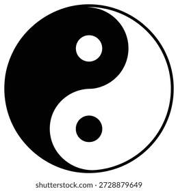 Símbolo Yin Yang clássico representando equilíbrio e harmonia com seções distintas em preto e branco.