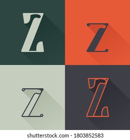 Classic Z letter logo set in Renaissance style. Four style condensed serif font. Perfect to use in any fashion labels, glamour posters, luxury identity, etc.