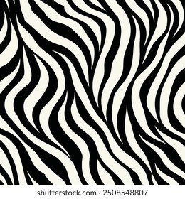 Classic Zebra Print Repeated Seamless Pattern with Bold Black and White Stripes