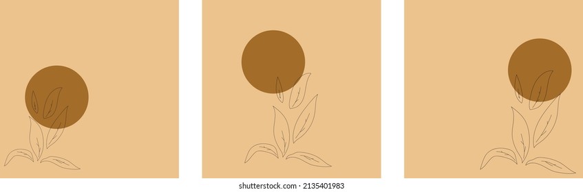 Classical abstract square art template blending leaf lines with brown and yellow color abstract elements. suitable for social media posting, banner design, flyer, sale, website advertisement. vector b