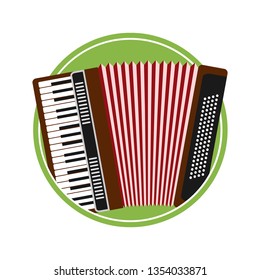 Classical accordion, harmonic, jew's-harp. Musical instrument. Accordion flat icon. Flat design, vector.