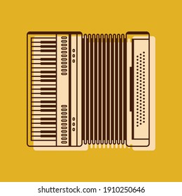 Classical accordion, harmonic, jew's-harp. Musical instrument vector illustration. Accordion flat icon.